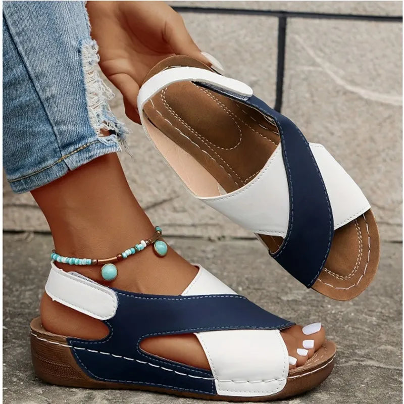 Women's New Vintage Solid Color Summer Wedge Sandals