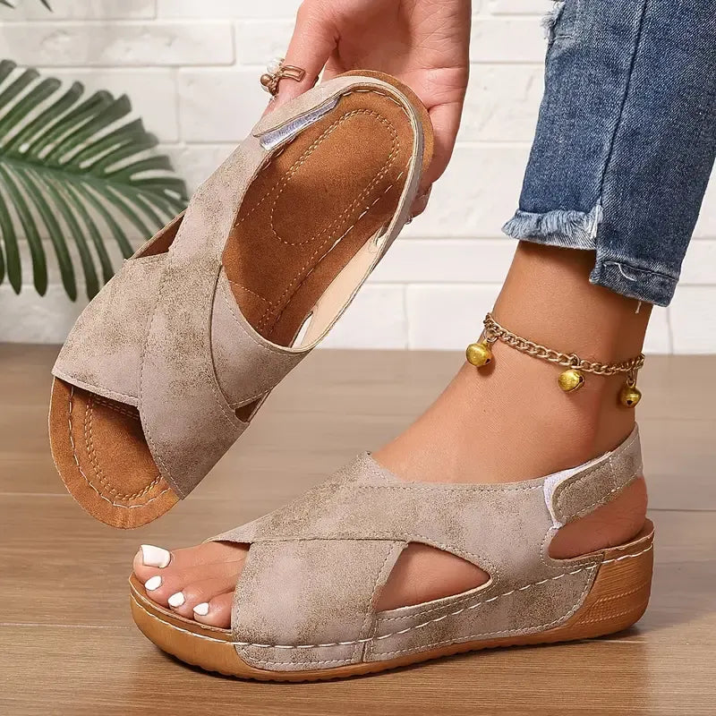 Women's New Vintage Solid Color Summer Wedge Sandals