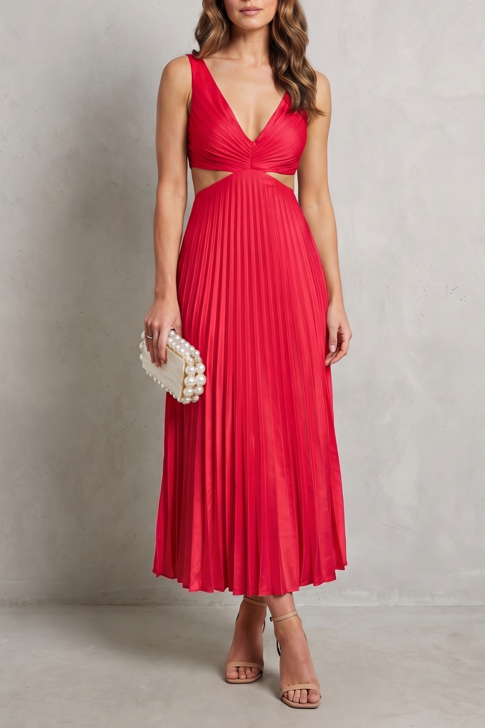 Pleated waist elegance – Maxi dress