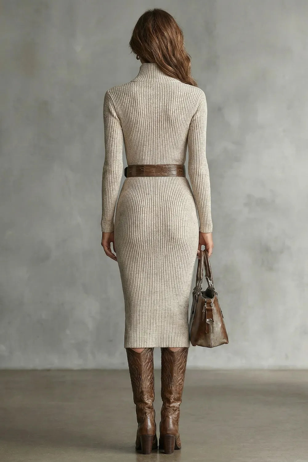 Sculpted elegance – Knit midi dress