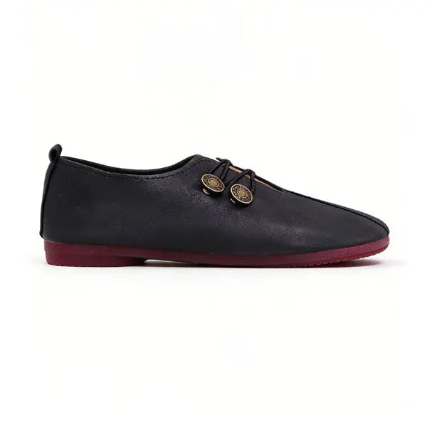 Women's Elegant soft sole round toe buckle decoration Flat Shoes