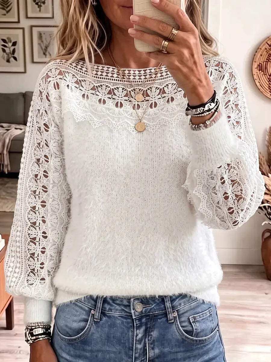 Vintage Elegant Patchwork Openwork Sweater