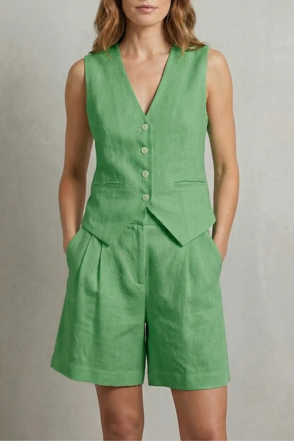 Tailored summer ease – Vest and short set