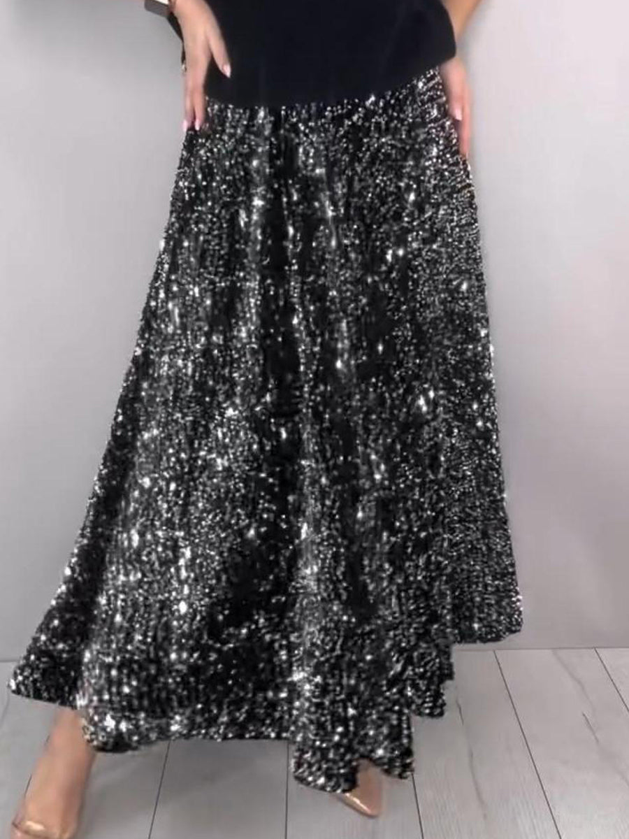 Elegant Sparkling Umbrella-shaped Skirt