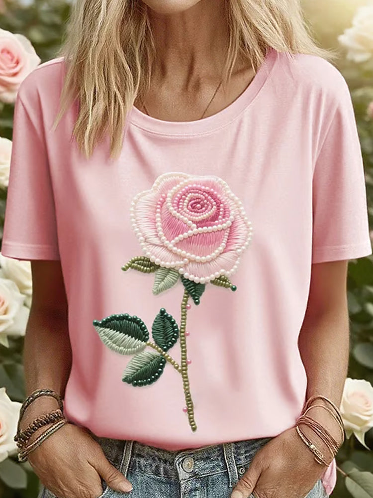 Women's Pink Awareness Floral Print Shirt