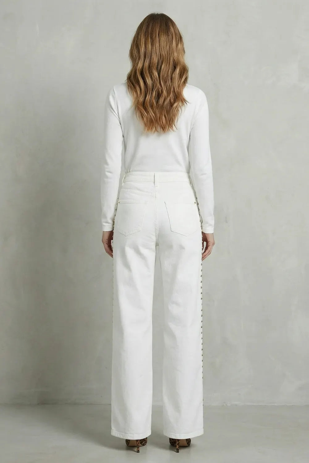 Gold stud trim – Straight leg jeans