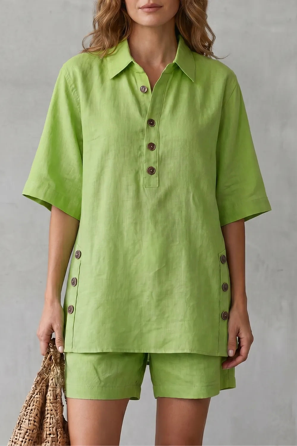 Relaxed button-detail comfort – Shorts set