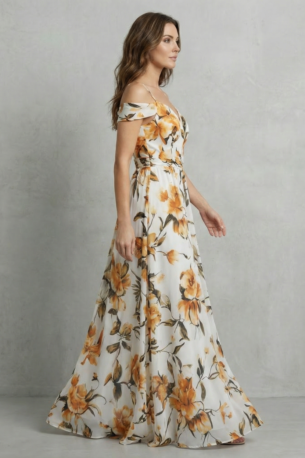 Off-shoulder floral grace – Maxi dress