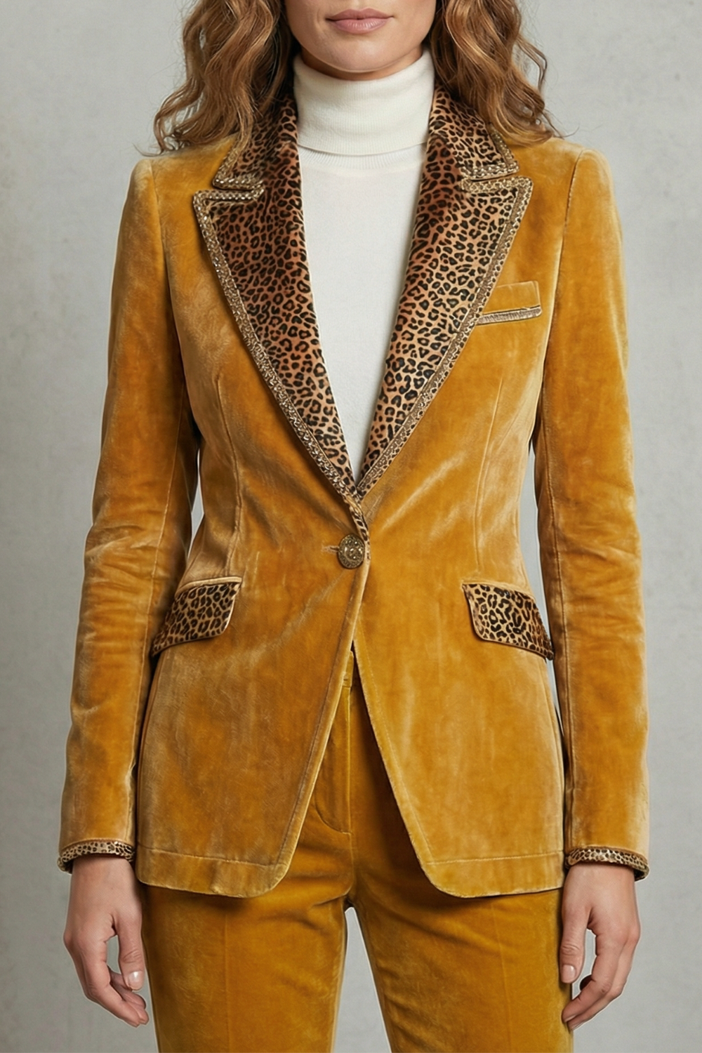 Leopard contrast elegant cut – Velvet blazer