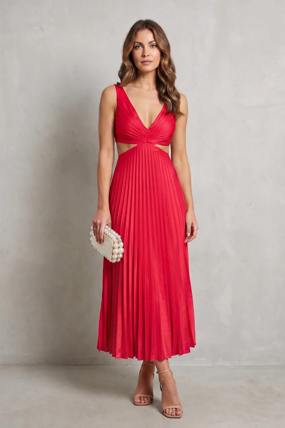 Pleated waist elegance – Maxi dress