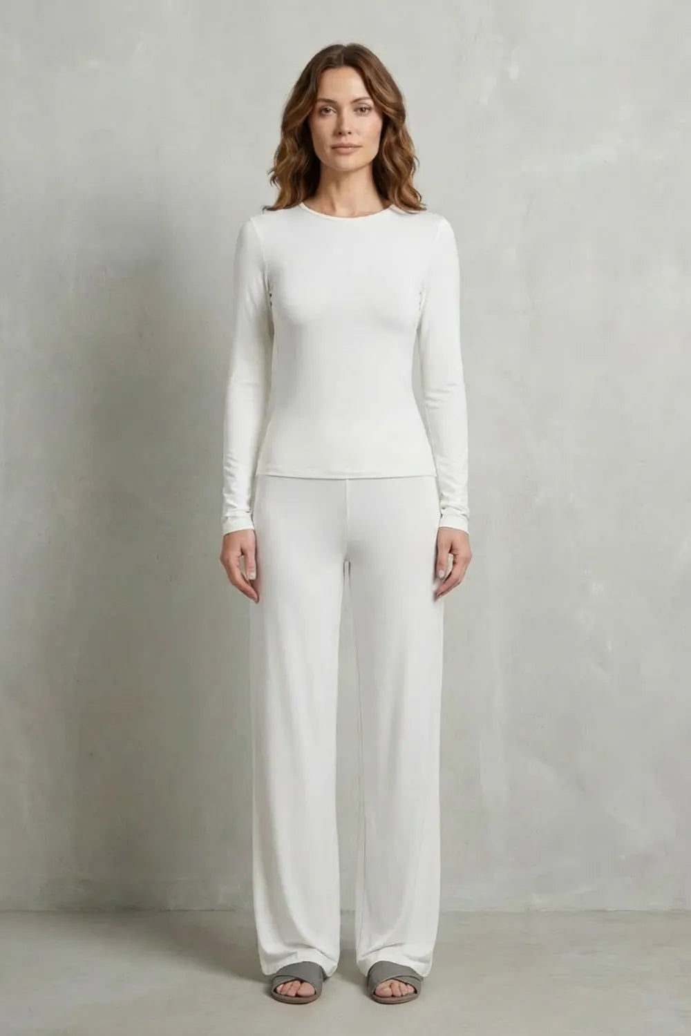 Sleek Simplicity – Pure Color Wide-Leg Pants Suit