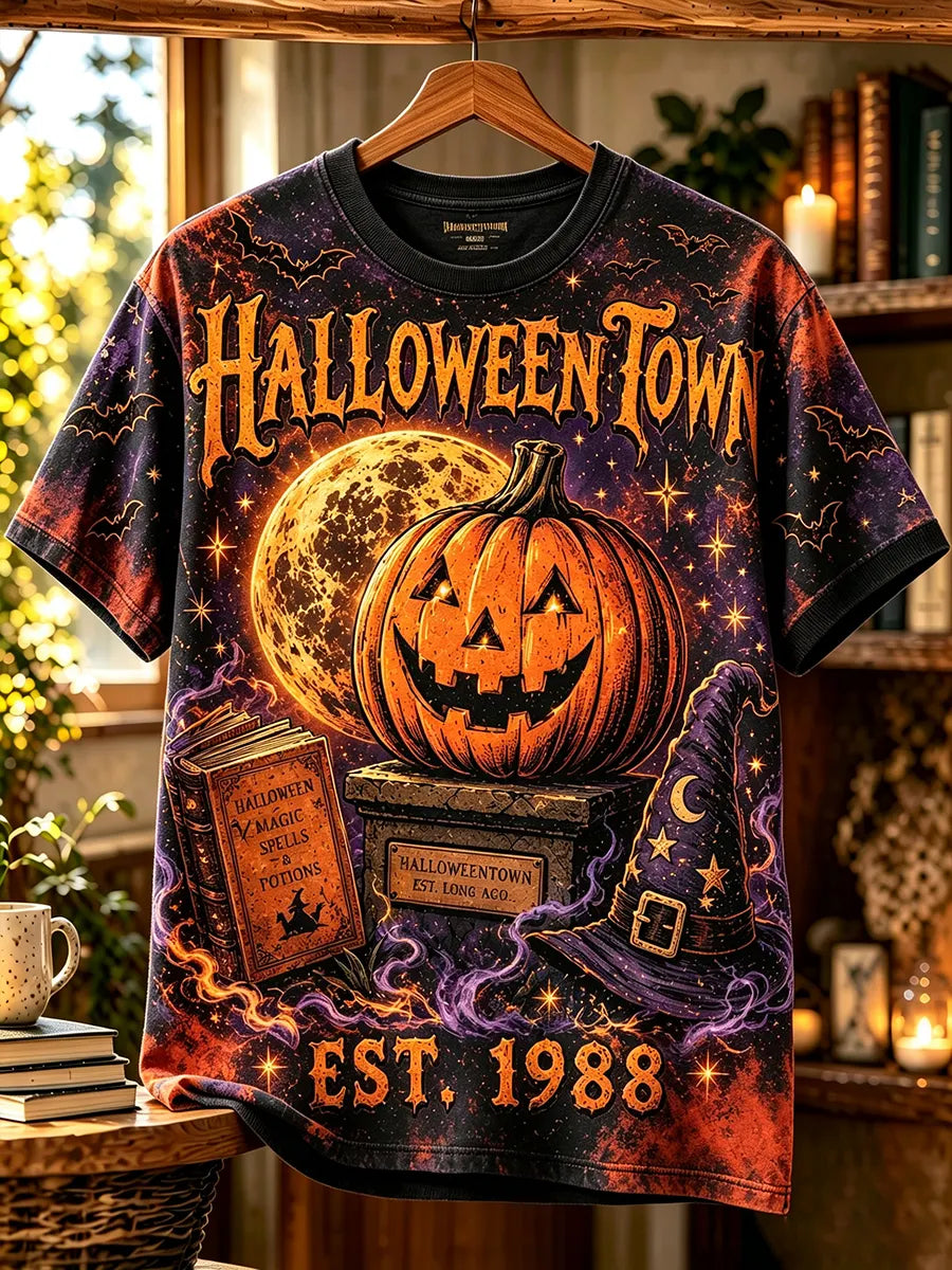 Vintage Halloween Town Est 1988 T-Shirt | Retro Jack-o'-Lantern Spooky Magic Spells Tee