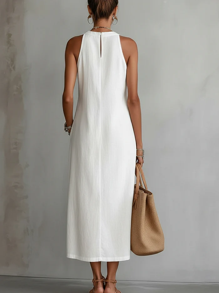 ?? Retro Cozy Lace Minimalist Linen Dress — Timeless. Elegant. Effortlessly You.