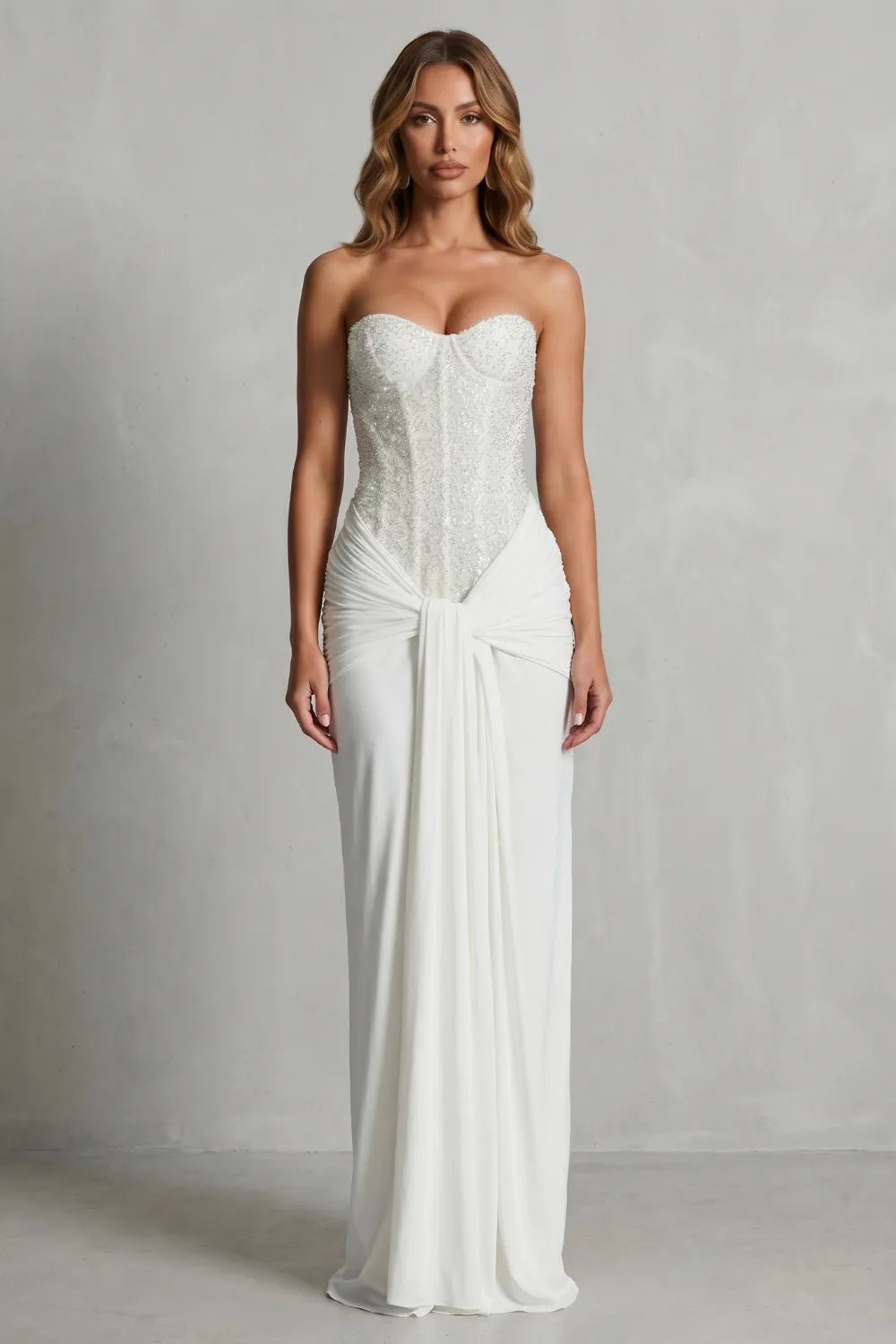 Draped satin elegance – Maxi dress
