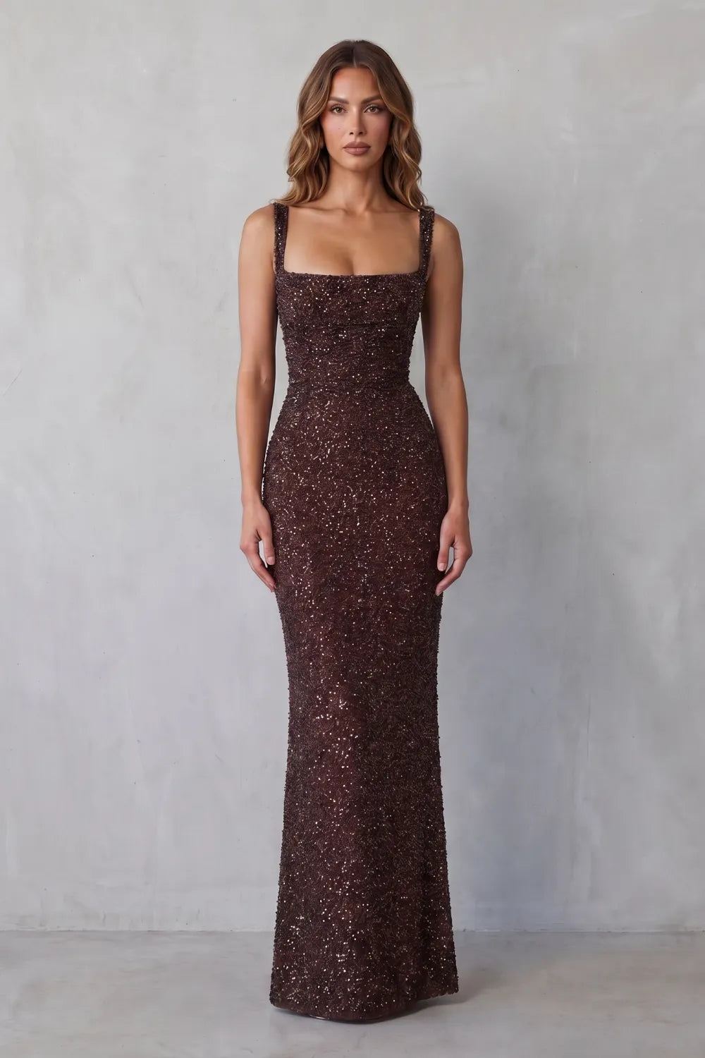 Sequin sculpt glamour – Maxi dress