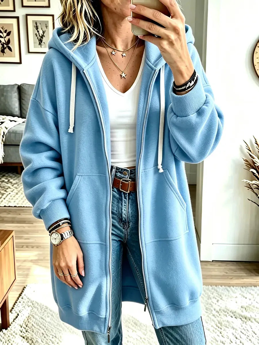 Women’s Long Sleeve Casual Loose Hooded Sweatshirt Cardigan