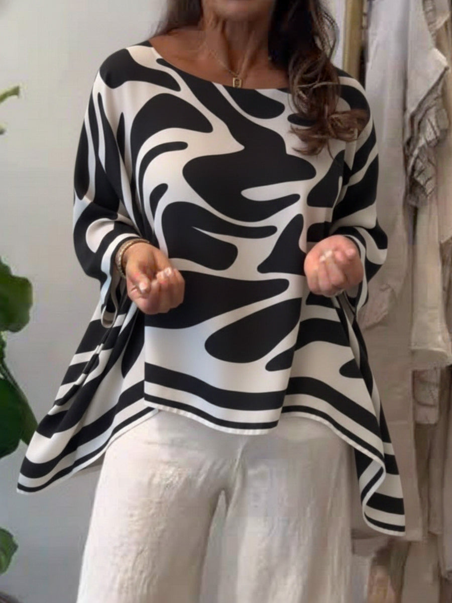 Loose-fitting Casual Printed Chiffon Top