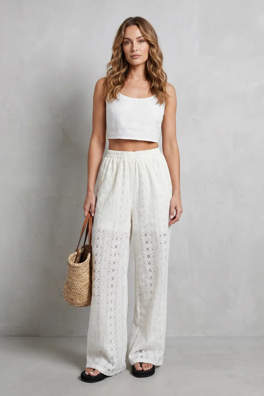 Broderie anglaise grace – Wide-leg trousers