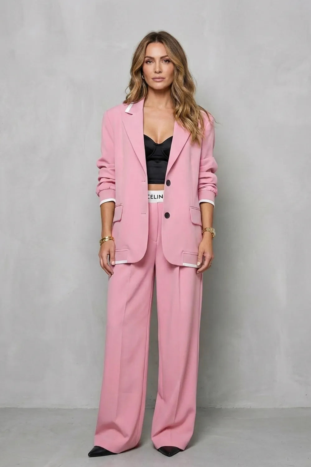 Elegant Wide-Leg Pantsuit Set – Two-Piece Power Look
