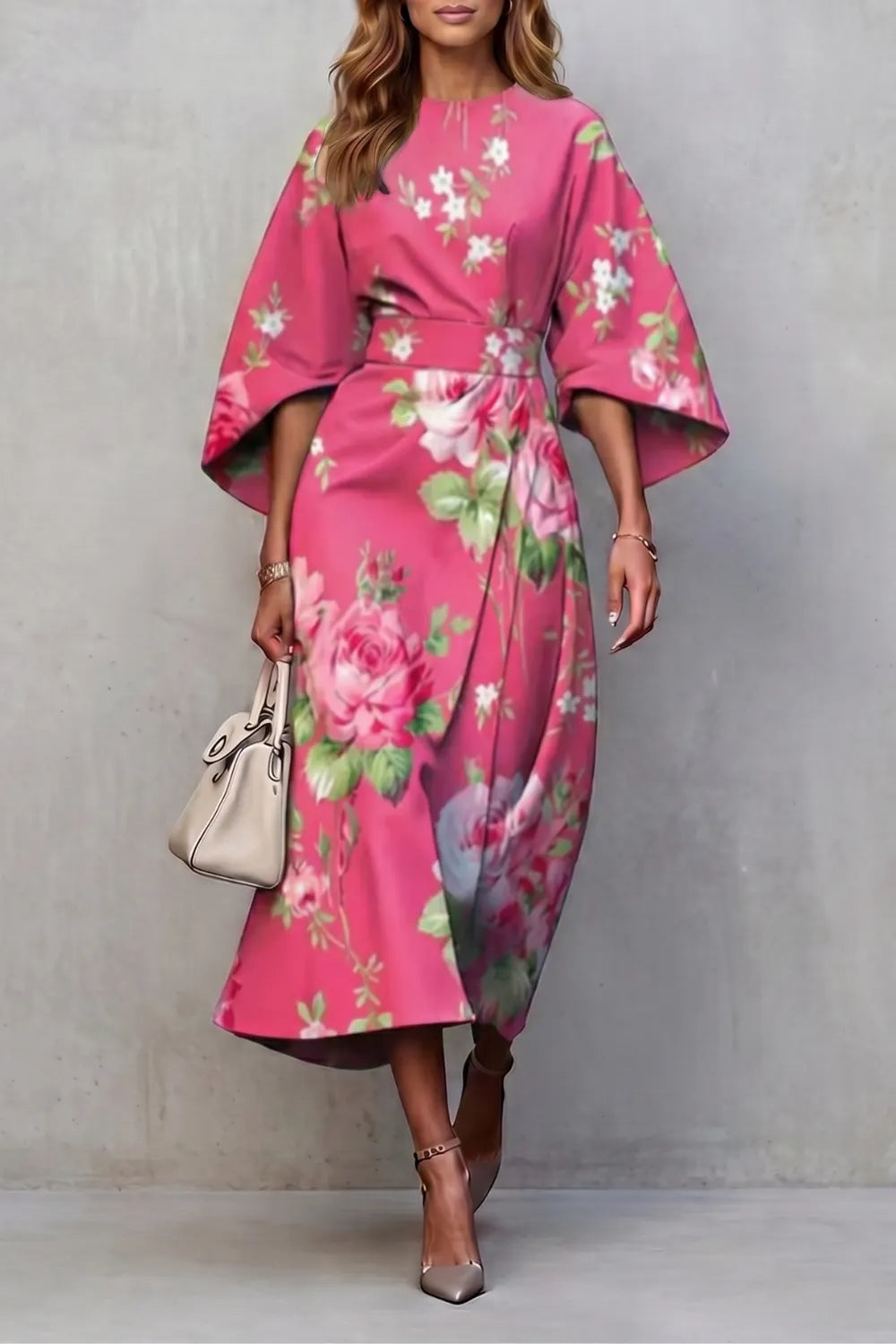 Vibrant watercolour blooms – Midi dress
