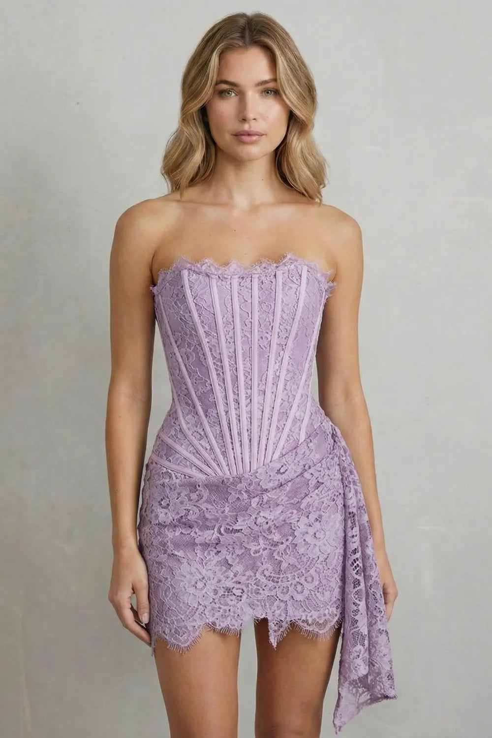 Sculpted lace elegance – Corset mini dress