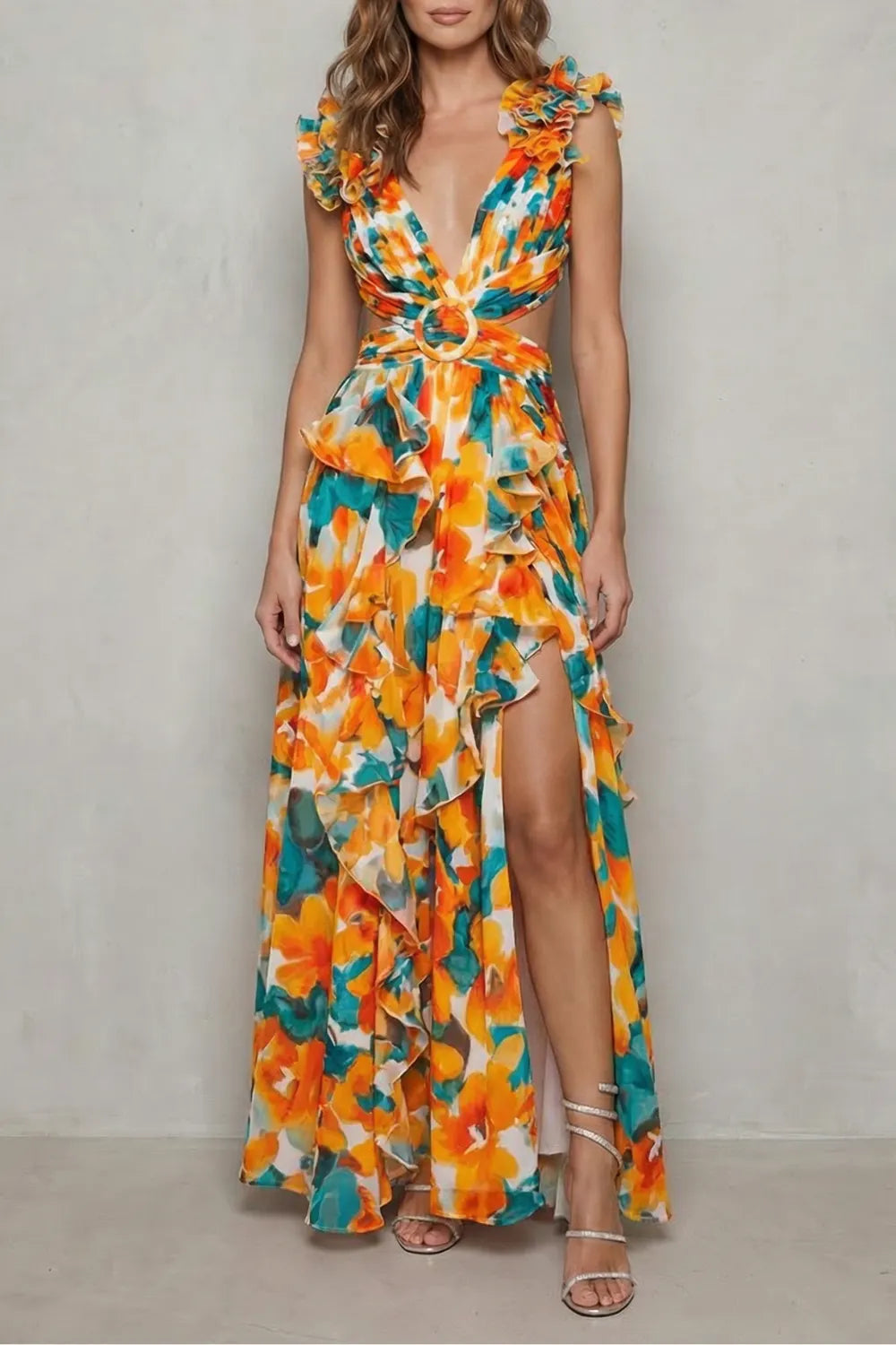 Ruffled chiffon romance – Maxi dress