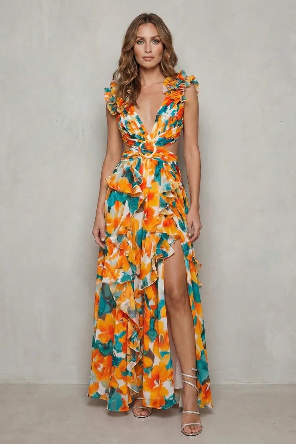 Ruffled chiffon romance – Maxi dress