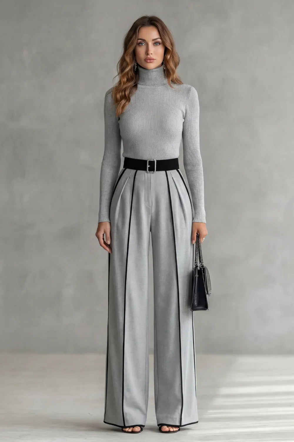 Contrast piping detail – High-neck jumpsuit