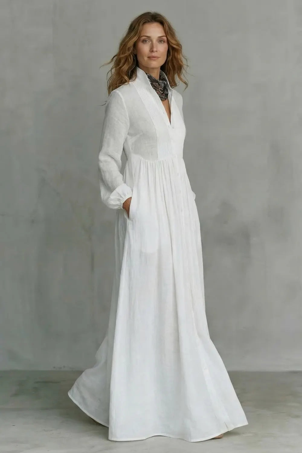 Timeless minimalism – Mao collar maxi dress