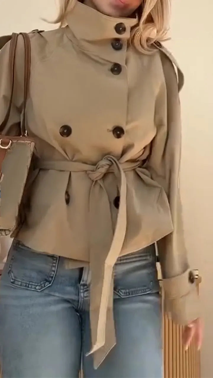 Women Turtleneck Double-breasted Temperament Casual Jacket