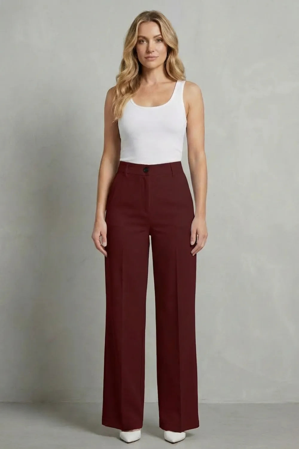 Sleek tailoring – High-waist straight-leg trousers