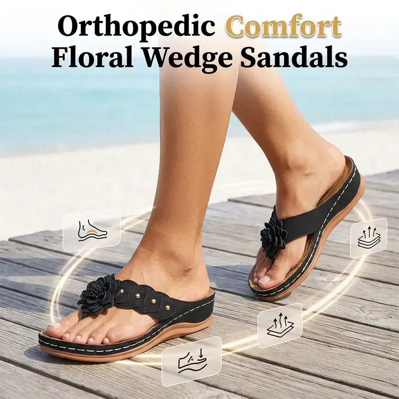 Women's Comfort Orthopedic Floral Wedge Sandals