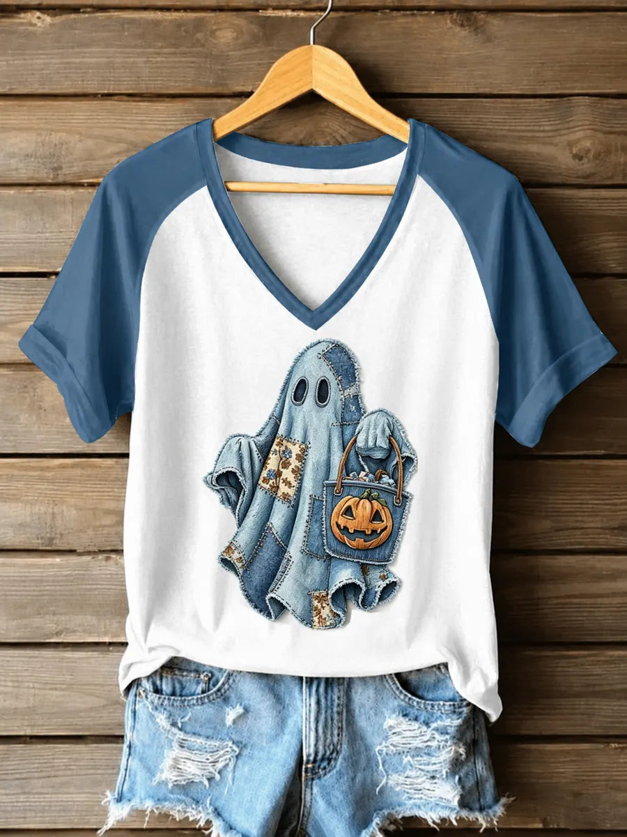 Women's Halloween Ghost Print Casual T-Shirt