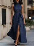 Women's Simple Tie Cotton And Linen Dress