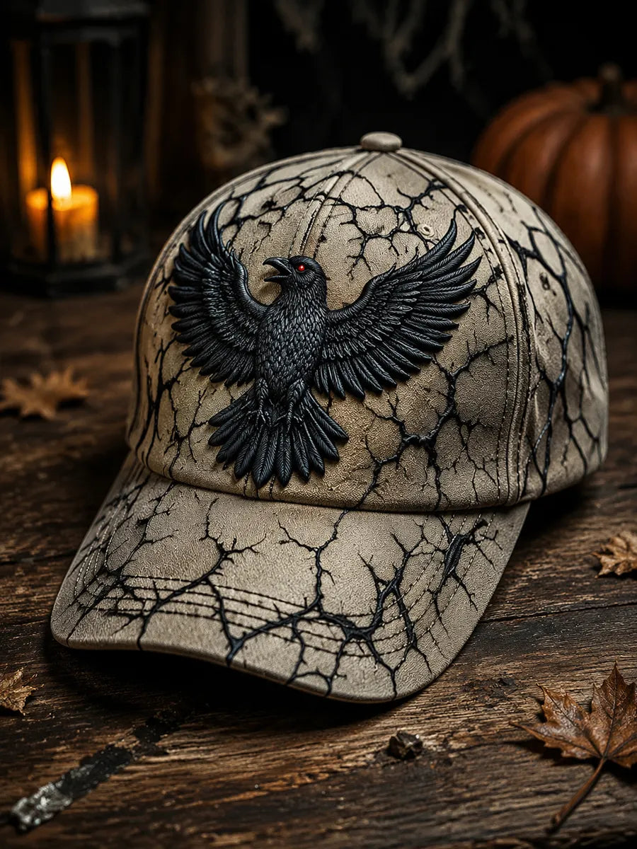 Retro Halloween Raven Art Print Casual Baseball Cap