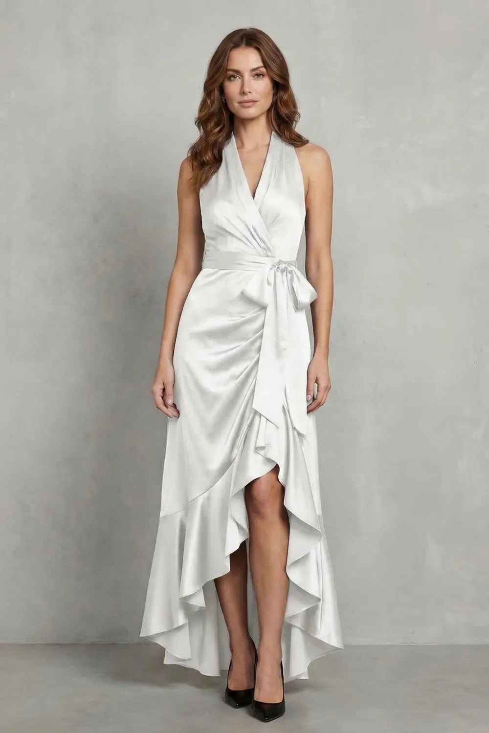 Satin draped silhouette – Evening maxi dress