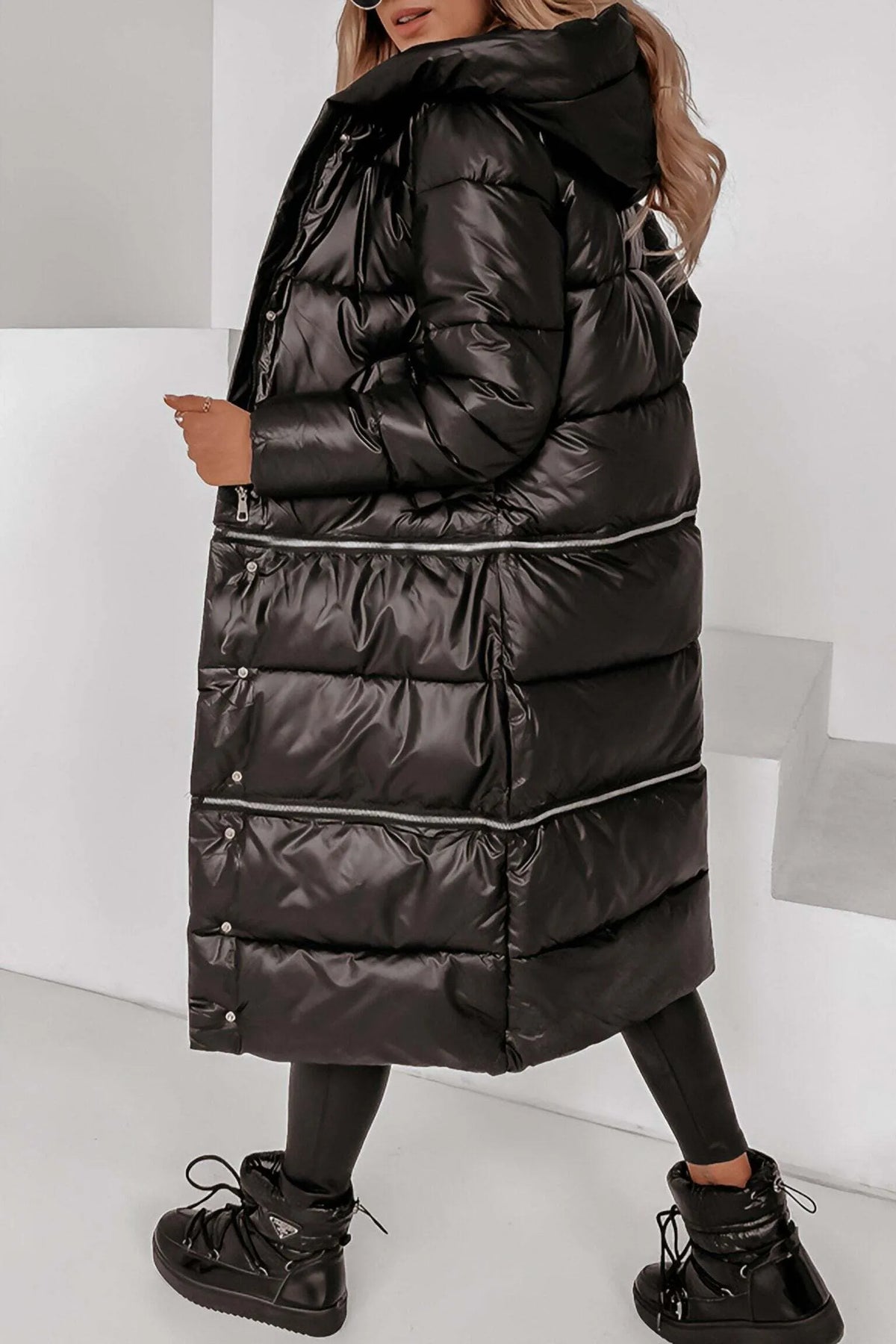 Hooded Zippered Detachable Long and Short Autumn and Winter Coat