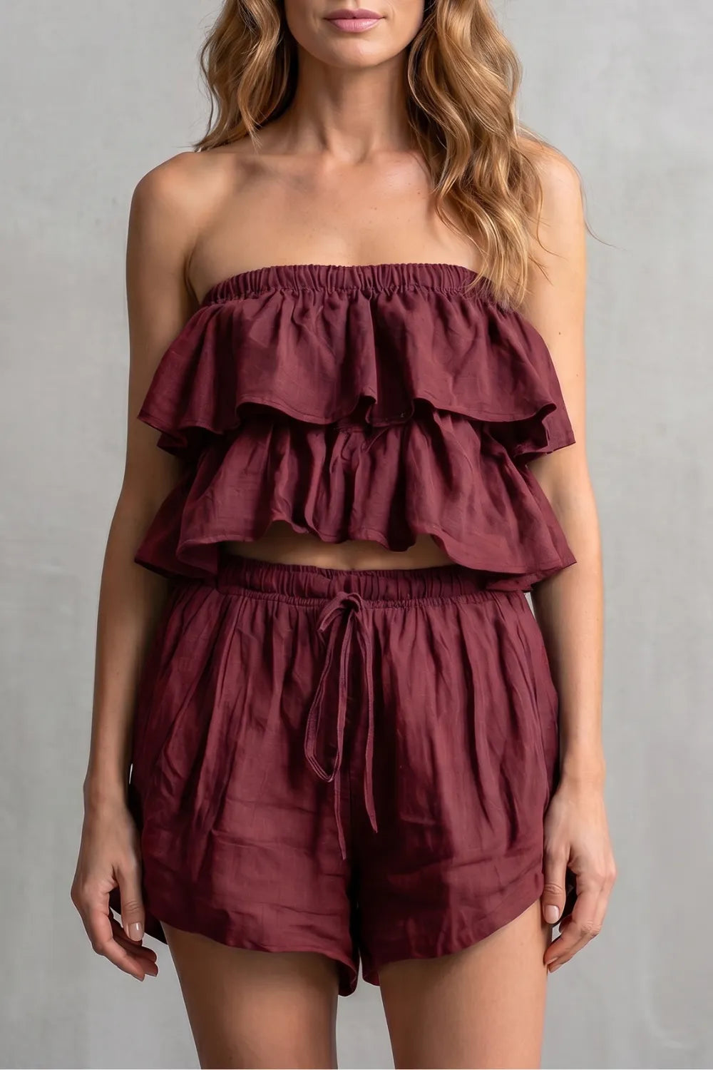 Ruffled seaside charm – Shorts set