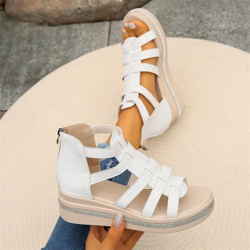 Women's wedge heel rhinestone platform orthotic sandals