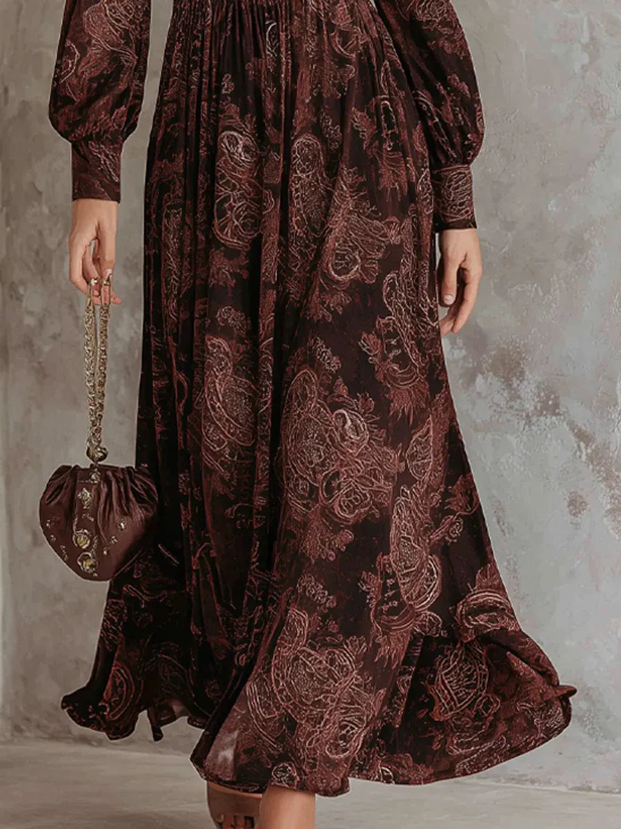 Marlene | Paisley Zip-Neck Midi Dress