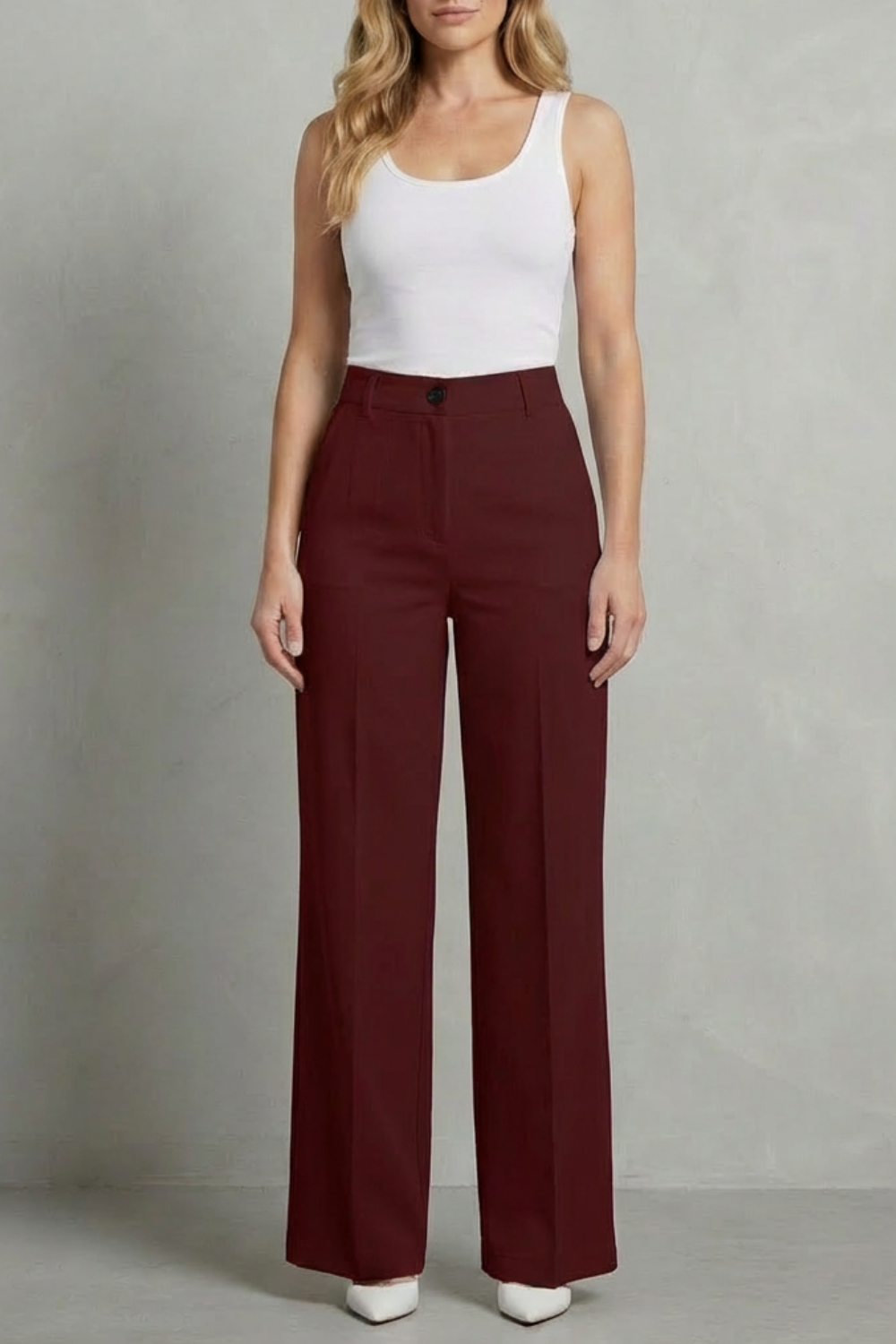 Sleek tailoring – High-waist straight-leg trousers