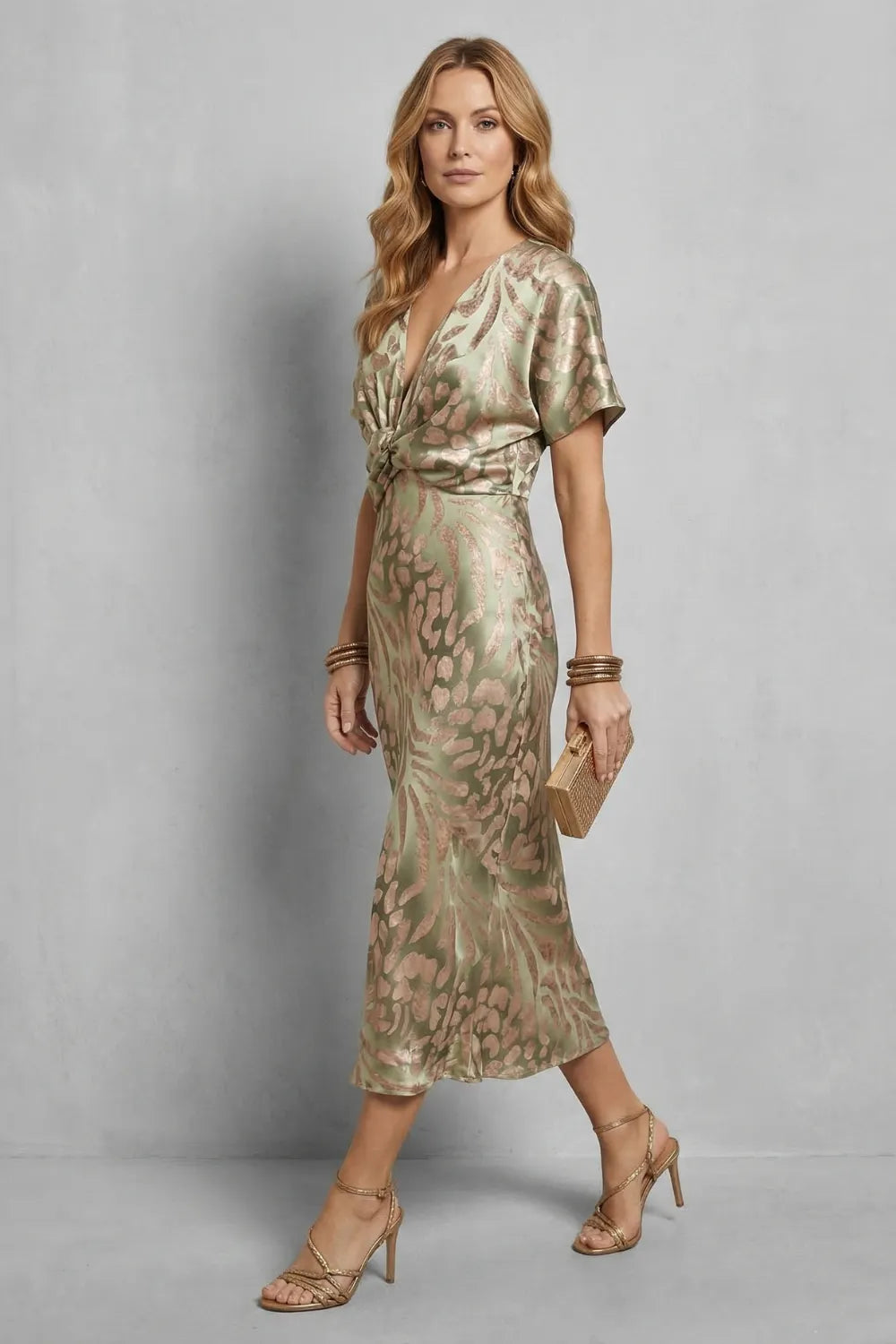 Draped elegance – V neck maxi dress