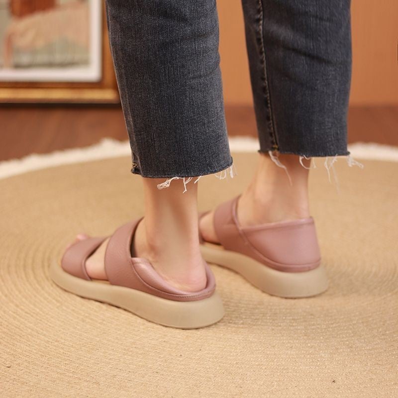 Wearscomfy New Thick Sole Women's Stylish Genuine Leather Sandals