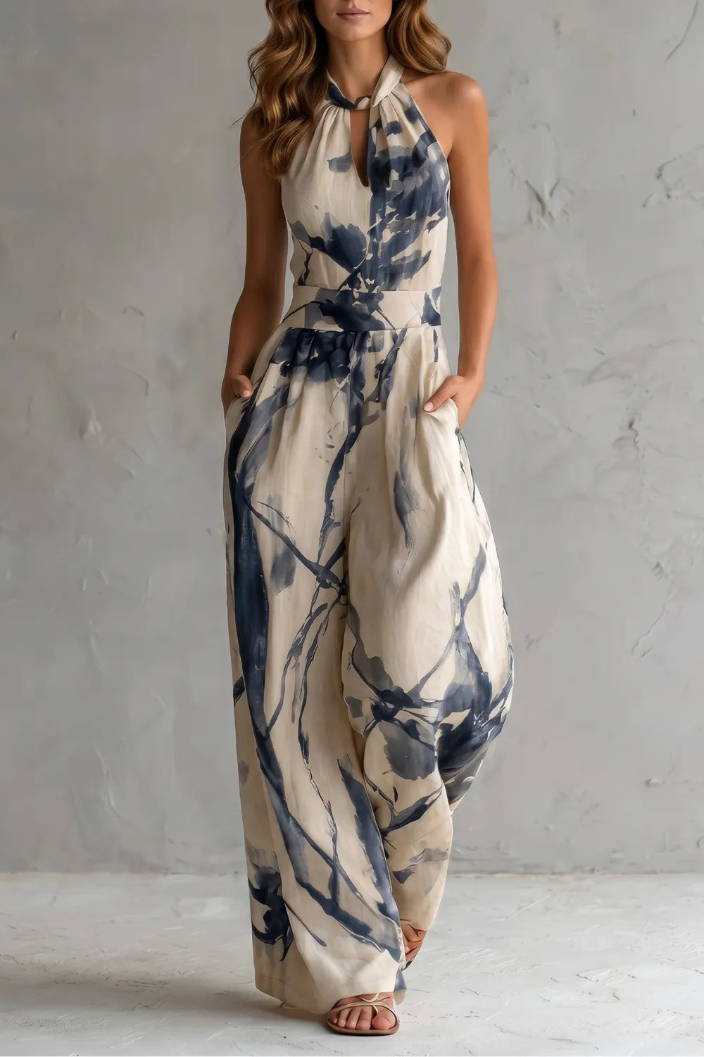 Artistic ink print – Wide-leg jumpsuit