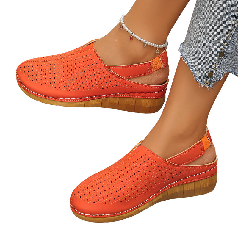 👡 Casual perforated wedge slingback sandals for women ✨