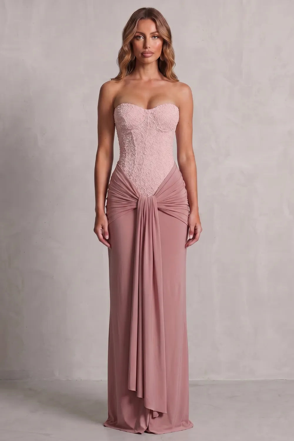Draped satin elegance – Maxi dress