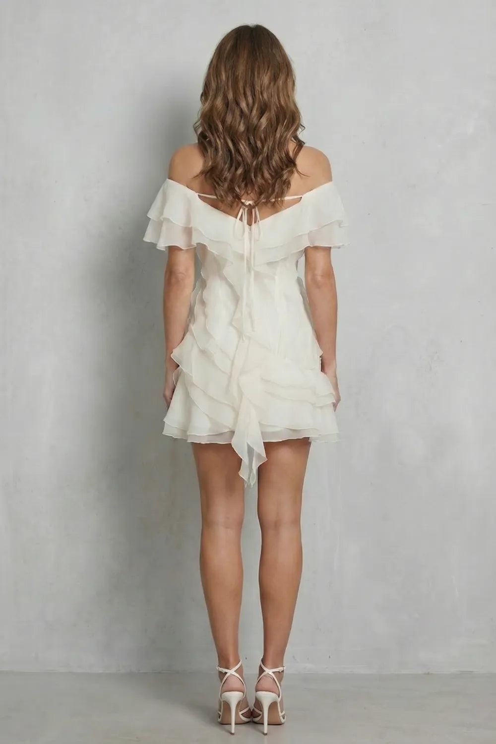 Ruffled off-shoulder charm – Mini dress