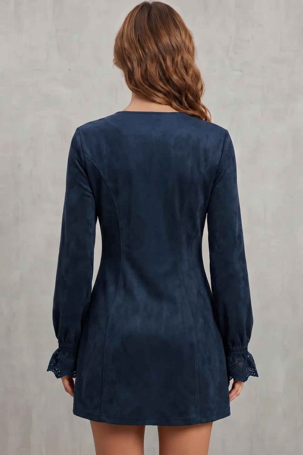 Embroidered detail – Zip-front mini dress