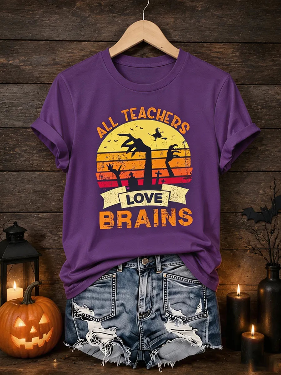 Women's Halloween Funny Print Casual T-Shirt