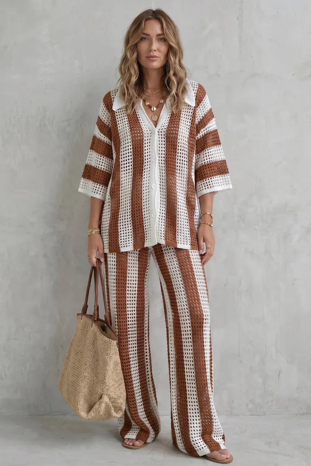 Striped crochet texture – Summer co-ord set
